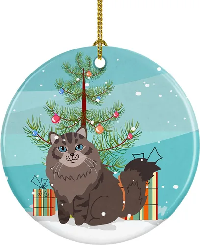 Vista 7 de Caroline's Treasures Árbol de Navidad de gato asiático, adorno de cerámica para colgar en el árbol de Navidad, decoración para el hogar, Navidad
