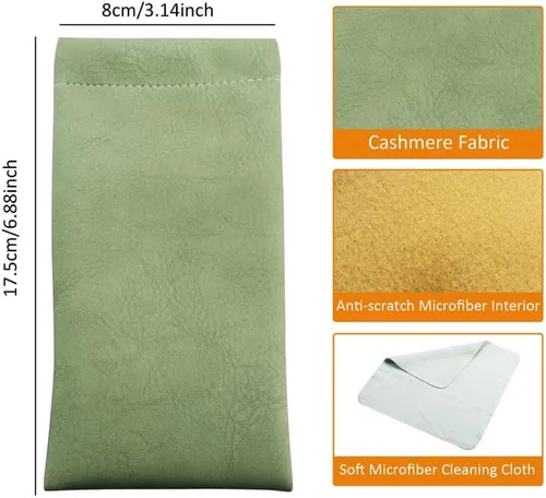 Vista 3 de VisionGlobal Paquete de 13 bolsas portátiles de cuero para lentes para mujereshombres, bolsa multiusos
