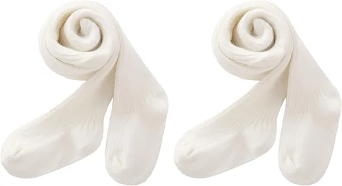 Vista 5 de CECORC - Mallas para niñas bebé, mallas para niñas pequeñas con punto trenzado, gruesas, de algodón, pantimedias para bebé, 1-10T Paquete de 2