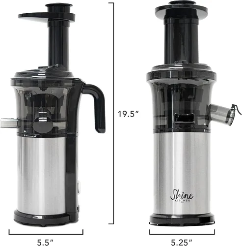 Vista 6 de Shine Kitchen Co SJV-107-A - Exprimidor de masticación lenta de acero inoxidable