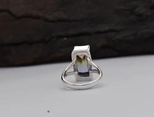 Vista 2 de Anillo de turmalina de sandía, anillo de plata de ley 925, anillo de cuarzo turmalina, anillo de mujer, anillo de declaración, anillo hecho a mano