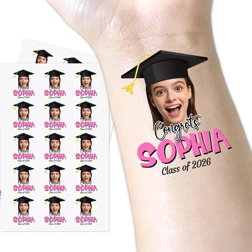 Vista 8 de InterestPrint Tatuajes temporales personalizados de despedida de soltera con foto de texto, tatuaje de cara de bola de discoteca, tatuaje de novia