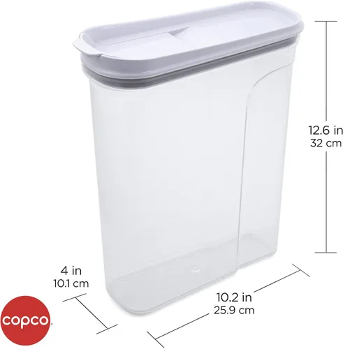 Vista 2 de Copco Contenedor transparente de almacenamiento de cereales de 4.75 cuartos de galón, tapa abatible hermética, plástico sin BPA, organizador