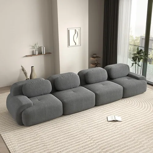 Vista 44 de Sofá biplaza moderno de 80 pulgadas para sala de estar, sofá de pana en forma de nube con asiento profundo, sofá modular negro, sofás de dos plazas