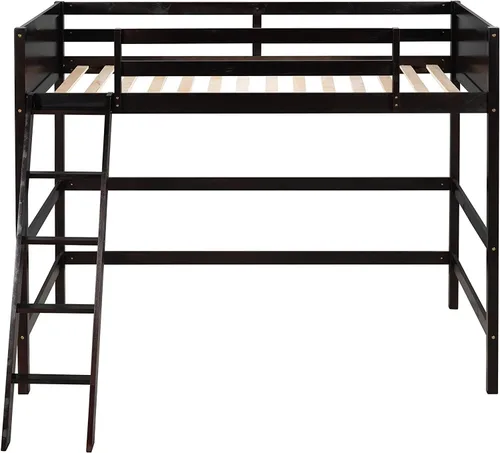 Vista 4 de Harper & Bright Designs Marco de cama individual tipo loft para niños con escalera angular, cama alta de madera para adolescentes, niñas, niños,
