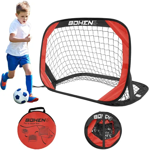 Vista 9 de BOHEN Porterías de fútbol desplegables para niños, red de fútbol portátil plegable para exteriores, interiores, patio trasero y playa