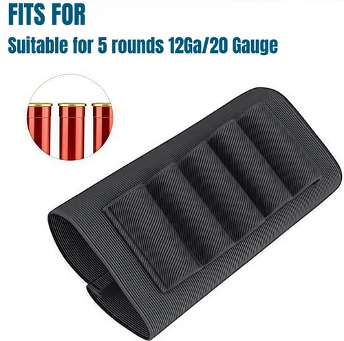 Vista 3 de ACEXIER Rifle Caza Táctico Escopeta Bolsas 5 Cartuchos A Tope Stock Shell Holder Bolsa de Portador de Tela Elástica