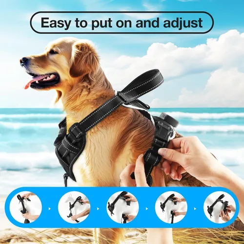 Vista 6 de MASBRILL Arnés para perro con luz LED, sin tirones, recargable y ajustable, para perros pequeños, medianos y grandes