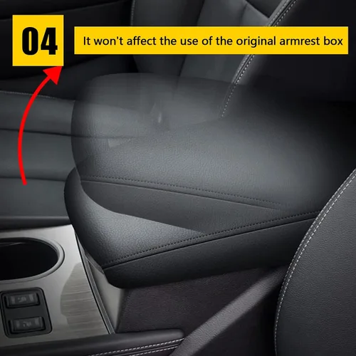 Vista 4 de AOMSAZTO Fundas de consola para Nissan Murano 2015-2023, fundas de reposabrazos para Nissan Murano, color negro con costuras negras