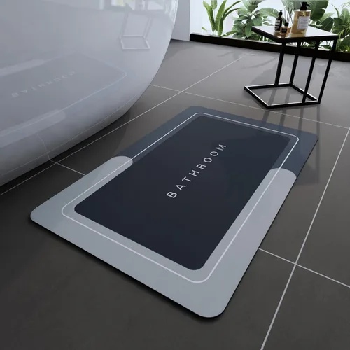 Vista 18 de Tapetes de baño antideslizantes de secado rápido, tapetes de baño de goma súper absorbentes para debajo de la puerta, tapetes de baño para baño, Azul