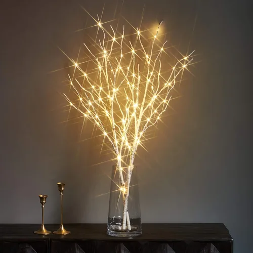 Vista 11 de LITBLOOM - Ramas de sauce marrón iluminadas, de 32 pulgadas, 100 luces LED con temporizador que funcionan con baterías, ramas de árbol con luces