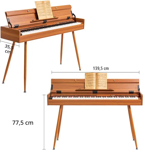 Vista 7 de UISCOM Piano Digital Ponderado de 88 Teclas - Piano Eléctrico de Escritorio de Madera se Transforma Entre Escritorio y Tocador - Teclado Progresivo