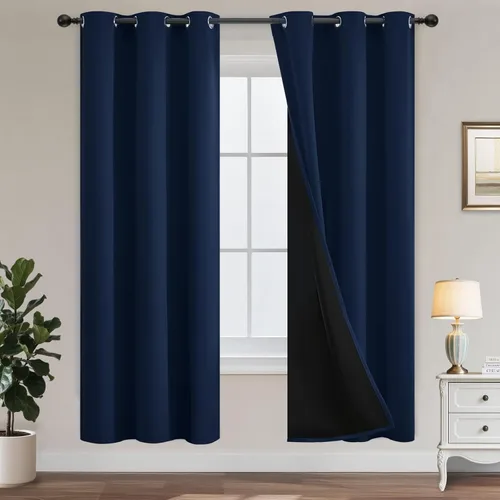 Vista 59 de Yakamok Cortinas negras, cortinas de ventana con aislamiento térmico y eficiencia energética para dormitorio, cortinas opacas completas y cortinas