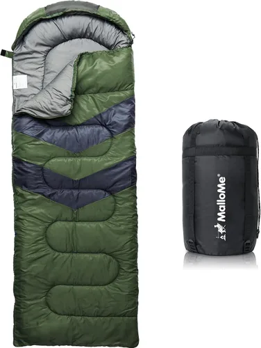 Vista 22 de MalloMe Sacos de dormir para adultos en clima frío y cálido – Saco de dormir para niños, niñas, niños – Accesorios ligeros esenciales de camping