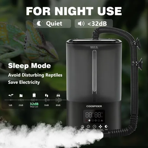 Vista 2 de COOSPIDER Reptile Fogger Humidifier, Automatic Humidifiers for Reptiles Tank, Terrarium Humidifier with Timer Humidity Control, Reptile Mister for