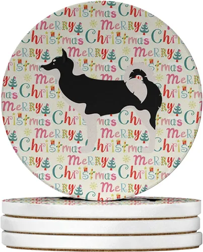 Vista 78 de AIDI Atlas Mountain Dog Merry Christmas - Posavasos grandes de piedra arenisca, paquete de 4