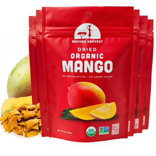 Vista 7 de Mavuno Harvest Paquete variado de frutas secas orgánicas, mango seco, papaya, piña, plátano, yaca y mezcla tropical, saludable, vegano, sin azúcar