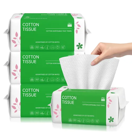 Vista 8 de Toallas faciales desechables, 100 unidades, toallas faciales biodegradables para piel sensible, paño facial ultra suave y grueso, toallitas secas