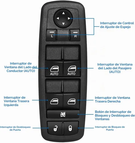 Vista 4 de Interruptor de ventana de control maestro de potencia del lado del conductor delantero compatible con Dodge Ram 1500 2500 3500 OE 2009-2012