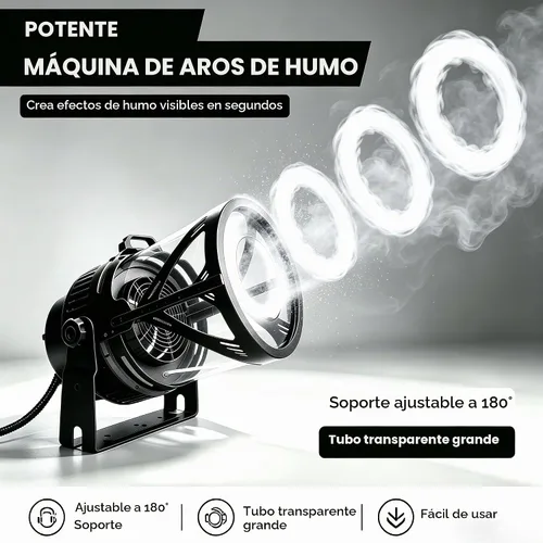 Vista 3 de Máquina de anillo de humo 600W con efecto de luz RGB y DMX512