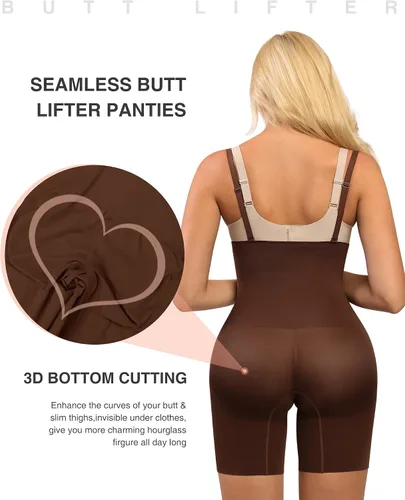 Vista 3 de FeelinGirl - Faja sin costuras para mujer, moldeador de cuerpo, talla grande, pantalones cortos de faja para levantar glúteos, bragas para muslos