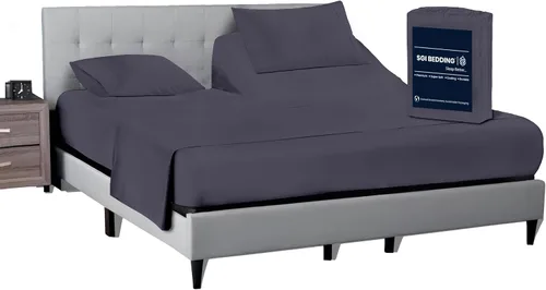 Vista 13 de SGI bedding Sábana Queen de 28" con Parte Superior Dividida Flex Head, 100% Algodón Egipcio, Cuenta de Hilos 1000, Sábana Superior Flex para Cama