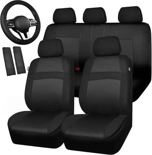 Vista 8 de CAR PASS - Fundas de asiento universales de 13 piezas de malla de aire 3D - 100% transpirables, juegos completos, cubierta de volante y cinturón