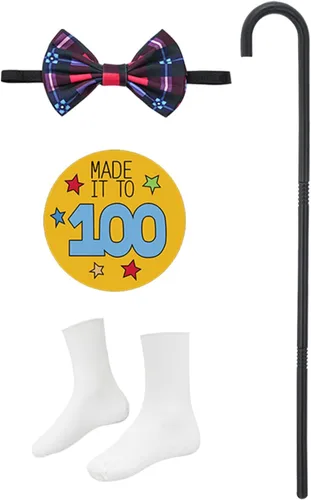 Vista 4 de ZeroShop Disfraz de anciano para niños, disfraz de anciano para el día 100 de la escuela, para niño