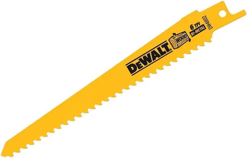 Vista 2 de DEWALT DW4802B - Hoja de sierra recíproca bimetálica de 6 pulgadas con parte trasera cónica 6 TPI para corte de madera de uso general, paquete