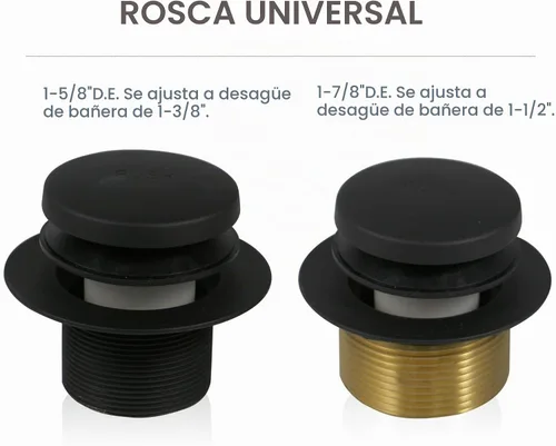 Vista 4 de HIDROP - Kit de embellecedor de desagüe de bañera con punta negra mate, placa frontal de desbordamiento de 1 Negro