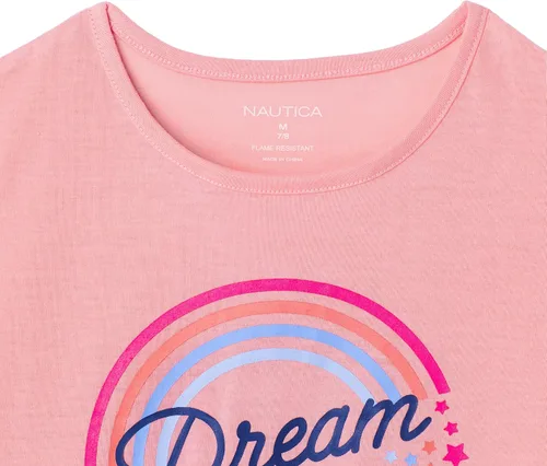 Vista 4 de Nautica Pantalones de pijama para niñas y conjuntos de camisa de dormir de manga corta 2 piezas de ropa de dormir superior e inferior para niñas