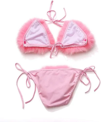 Vista 2 de Conjunto de bikini de dos piezas de piel sintética para mujer
