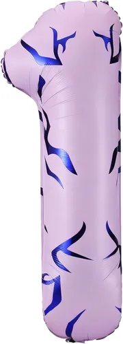 Vista 27 de Globo número 0 de 40 pulgadas con nubes rosadas, diseño de tatuajes, globos de papel de aluminio de números grandes para fiesta temática de granja