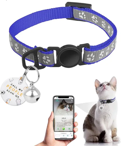 Vista 15 de Collar de Gato con Liberación de Seguridad con Etiqueta de Nombre de Código QR, Collares Reflectantes para Gatitos con Cascabel, Etiqueta