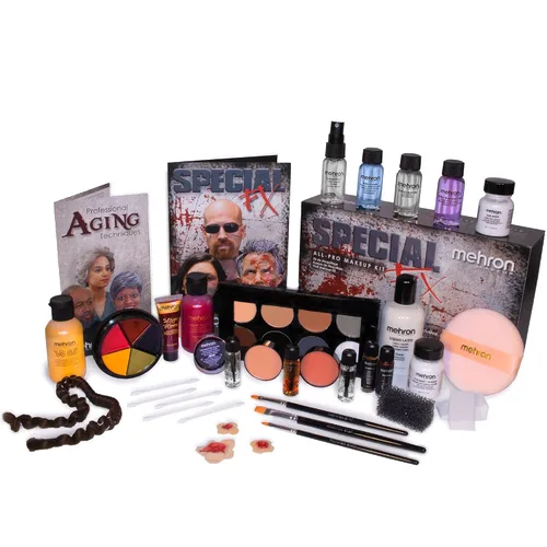 Vista 8 de Mehron Kit de maquillaje especial FX All-Pro con cabezal de práctica Kit completo de escenario profesional incluye cabezal de práctica Efectos