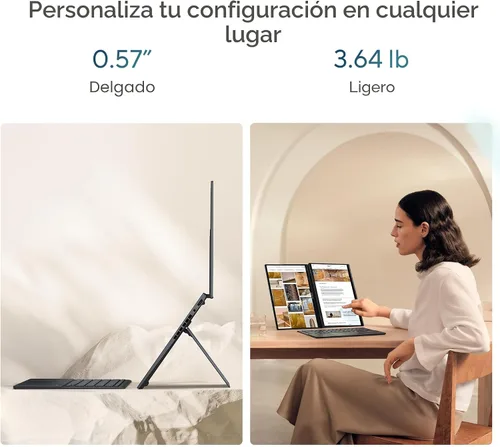 Vista 4 de Laptop ASUS ZenBook DUO, Pantalla táctil OLED 3K 120Hz dual de 14”, Evo, Intel Core Ultra 9 285H, Gráficos Intel Arc, 32 GB de RAM, SSD de 1 TB