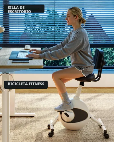 Vista 3 de FLEXISPOT Bicicleta de ejercicio con escritorio 2D, bicicleta bajo escritorio que ahorra espacio con escritorio removible, bicicletas estacionarias