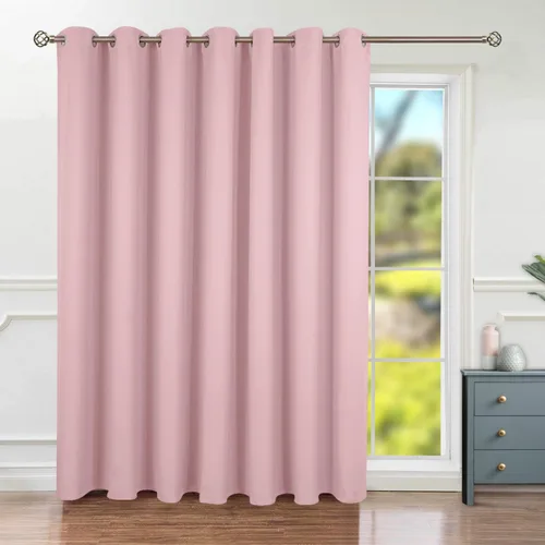 Vista 112 de BGment Cortina Oscurecedora para Puerta Corredera, Cortina Divisoria Opaca Ancha para Sala de Estar de 84 Pulgadas de Largo, Cortina Térmica de Rosa