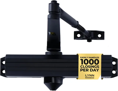 Vista 7 de LYNN HARDWARE Cierrapuertas automático de servicio medio/resistente (plateado) - grado comercial, elección de contratistas, velocidad y fuerza