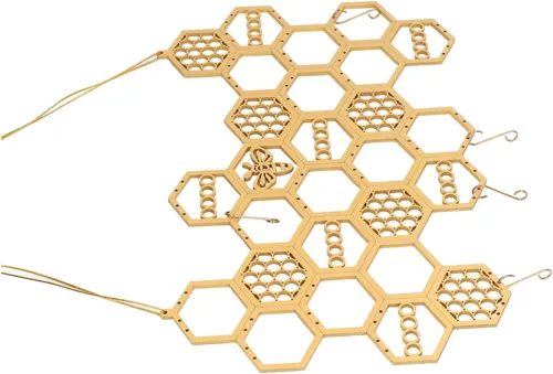 Vista 9 de Pilipane Soporte colgante para aretes, organizador de pendientes de panal de abeja, soporte de pared, exhibición, organizador de joyas colgante