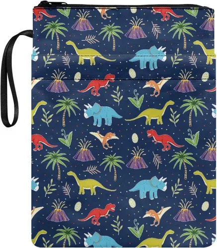 Vista 43 de doginthehole Fundas de libro de dinosaurio 3D para libro de bolsillo reutilizable, protector de libro de texto para niños y estudiantes, portadas