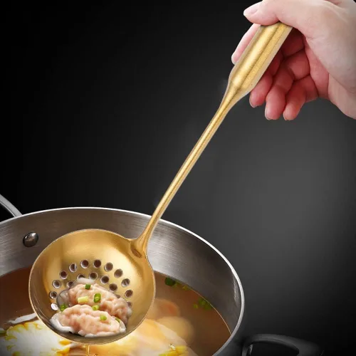 Vista 3 de Juego de utensilios de cocina, herramientas de oro, espátula, pala, sopa, cuchara, tornero, pinzas, accesorios de cocina, herramientas para hornear