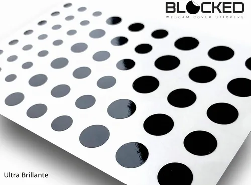 Vista 2 de Fundas de vinilo para cámara web/cámara 57 adhesivos reutilizables de baja adherencia para cámara web 3 tamaños negro paquete de 57