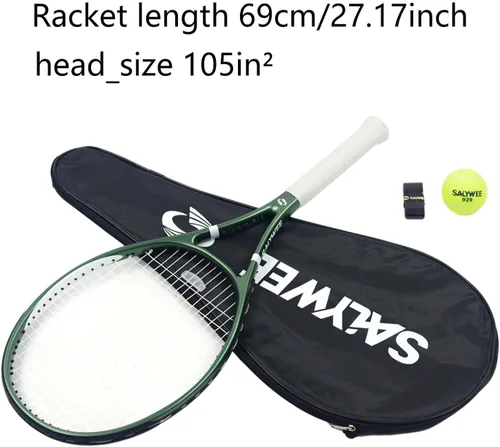 Vista 5 de Raqueta de tenis de entrenamiento antideslizante para hombres y mujeres con bolsa raqueta de tenis para competición de juegos, jardín recreativo