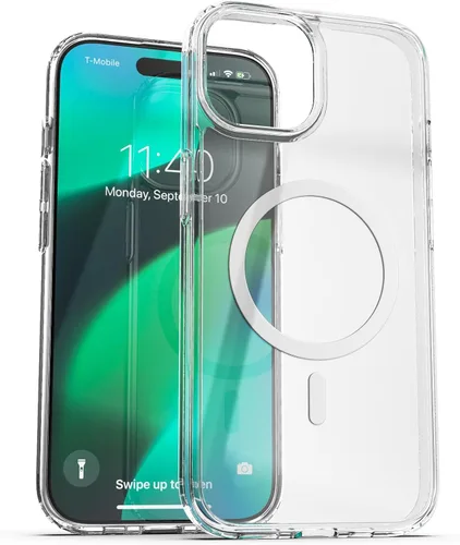 Vista 10 de ENCASED Funda magnética transparente diseñada para iPhone 15 compatible con MagSafe, funda protectora delgada