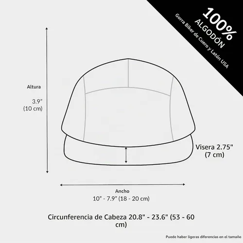 Vista 7 de The Hat Depot Hecho en Estados Unidos de sarga de algodón 5 paneles de ala plana de cuero genuino latón Biker Board Cap Negro