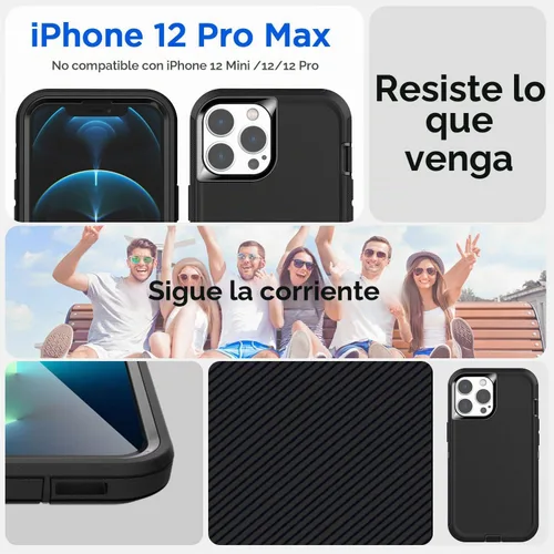 Vista 2 de AICase Funda para iPhone 12 Pro Max (6.7"), resistente protección contra caídas, cuerpo completo, a prueba de golpes, a prueba de polvo, protección