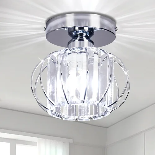 Vista 13 de FRIXCHUR Candelabro Pequeño de Cristal Lámpara de Techo Semi Empotrada Accesorio de Iluminación de Techo Lámpara de Techo Moderna de Cristal