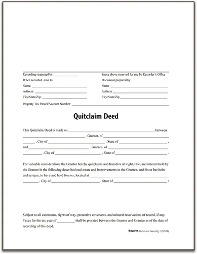 Vista 2 de SOCRATES MEDIA,LLC Formularios de escritura de Quitclaim (SOMLF298), blanco