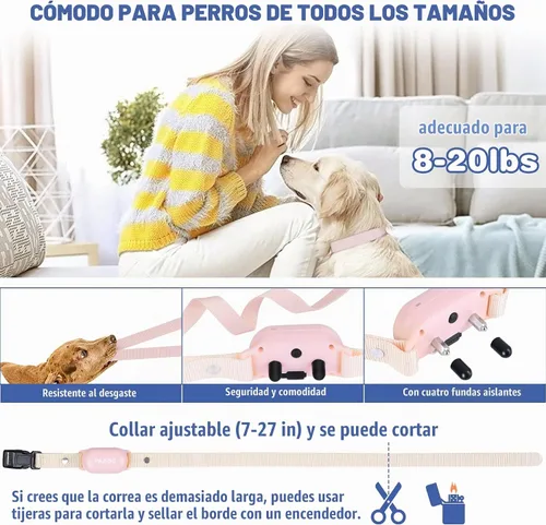 Vista 5 de Collar de choque para perro, collar de entrenamiento impermeable para perros con control remoto de 1000 pies, collar de descarga eléctrica